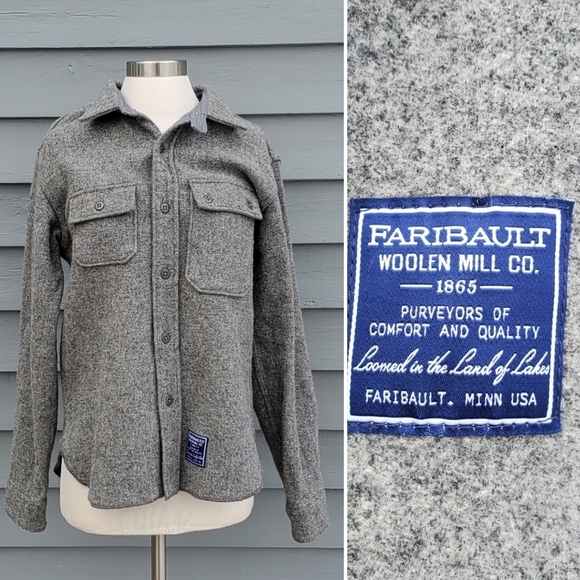 Engineered Garments Faribault Woolen Mills Gray Wool Military Blanket CPO Shirt - Picture 6 of 7